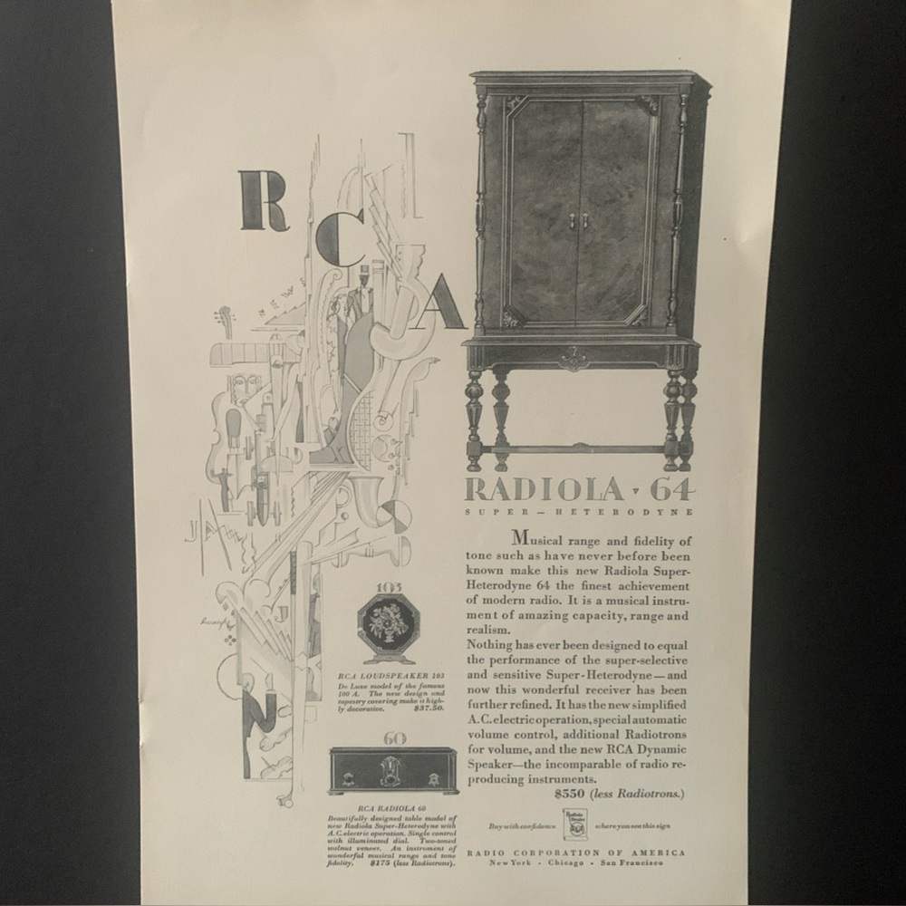 Vintage 1928 Radiola 64 Super Reterodyne Ad Advertisement